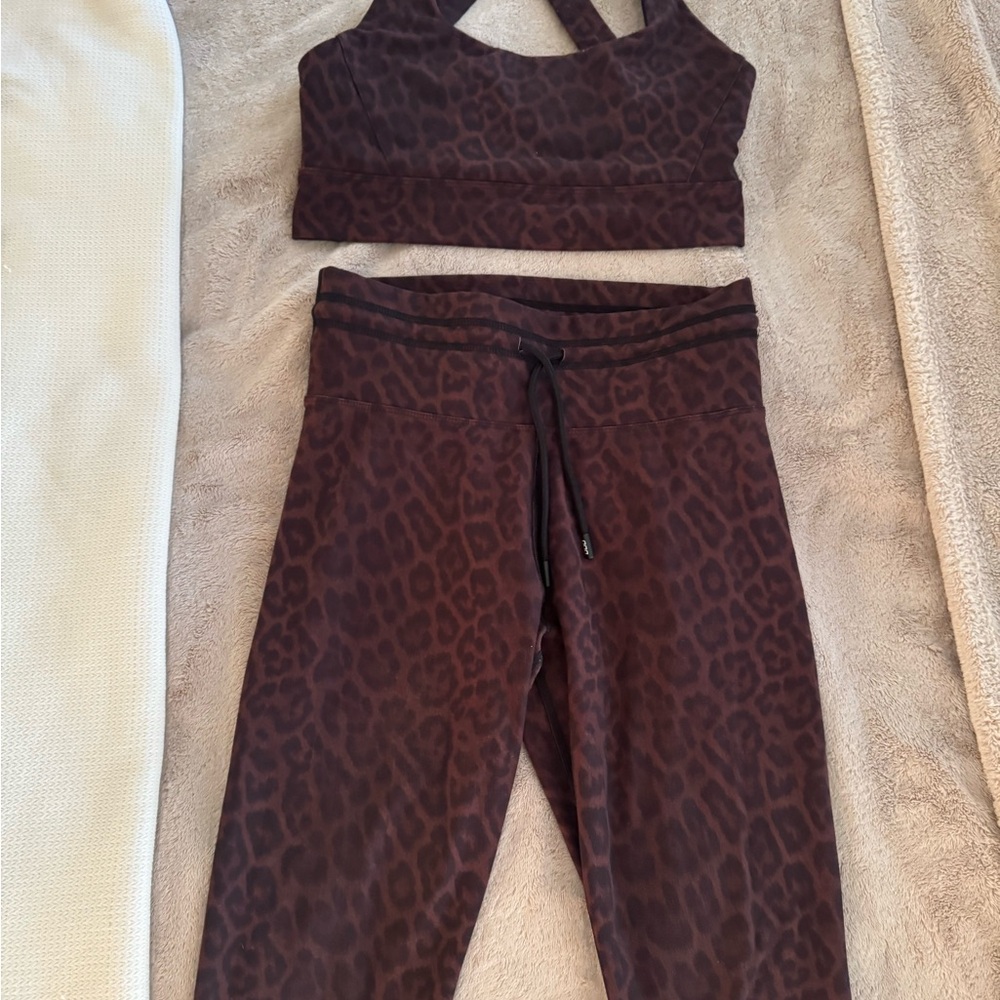 Leopard Print Sports Bra and Leggings Set